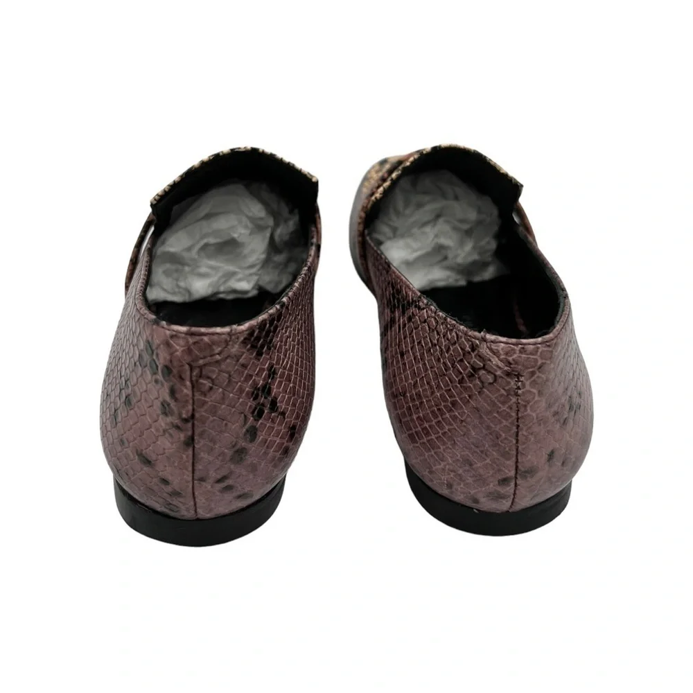 Freda Salvador Pink Snake-Print Leather Loafers